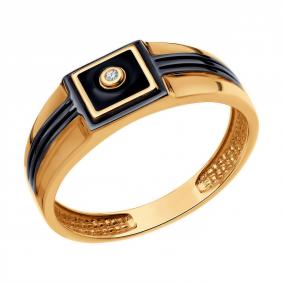 Золотое кольцо Diamant 51-112-02238-1 с фианитом и эмалью 51-112-02238-1 фото