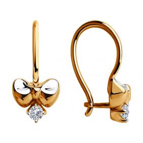 Золотые серьги Diamant 51-120-00395-1 с фианитом 51-120-00395-1 фото