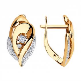Золотые серьги Diamant 51-120-00505-1 с фианитом 51-120-00505-1 фото
