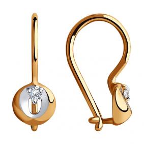 Золотые серьги Diamant 51-120-00513-1 с фианитом 51-120-00513-1 фото