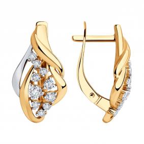 Золотые серьги Diamant 51-120-00601-1 с фианитом 51-120-00601-1 фото