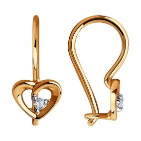 Золотые серьги Diamant 51-120-00748-1 с фианитом 51-120-00748-1 фото