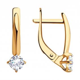 Золотые серьги Diamant 51-120-00893-1 с фианитом 51-120-00893-1 фото