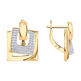 Золотые серьги Diamant 51-120-00906-1 с фианитом 51-120-00906-1 фото