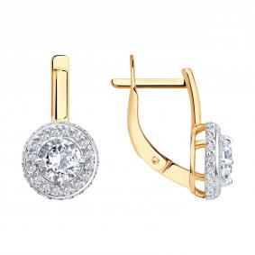 Золотые серьги Diamant 51-120-01211-1 с фианитом 51-120-01211-1 фото