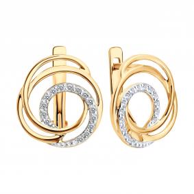 Золотые серьги Diamant 51-120-01371-1 с фианитом 51-120-01371-1 фото