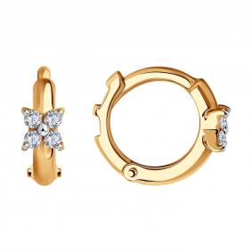 Золотые серьги Diamant 51-120-01461-1 с фианитом 51-120-01461-1 фото