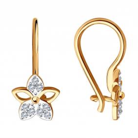 Золотые серьги Diamant 51-120-01485-1 с фианитом 51-120-01485-1 фото