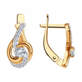 Золотые серьги Diamant 51-120-01501-1 с фианитом 51-120-01501-1 фото
