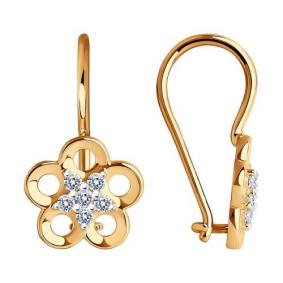 Золотые серьги Diamant 51-120-01536-1 с фианитом 51-120-01536-1 фото