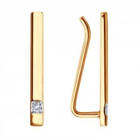 Золотые серьги Diamant 51-120-01634-1 с фианитом 51-120-01634-1 фото