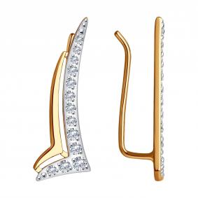 Золотые серьги Diamant 51-120-01635-1 с фианитом 51-120-01635-1 фото