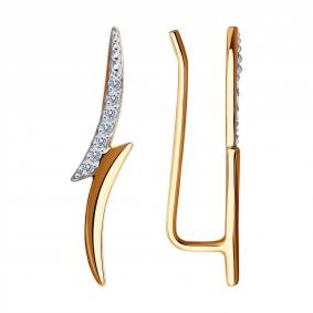 Золотые серьги Diamant 51-120-01648-1 с фианитом 51-120-01648-1 фото