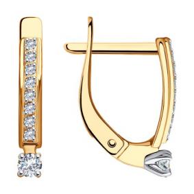 Золотые серьги Diamant 51-120-01979-1 с фианитом 51-120-01979-1 фото