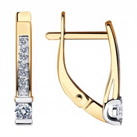 Золотые серьги Diamant 51-120-02054-1 с фианитом 51-120-02054-1 фото