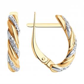 Золотые серьги Diamant 51-120-02075-1 с фианитом 51-120-02075-1 фото