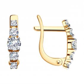 Золотые серьги Diamant 51-120-02210-1 с фианитом 51-120-02210-1 фото