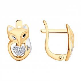 Золотые серьги Diamant 51-120-02218-1 с фианитом 51-120-02218-1 фото