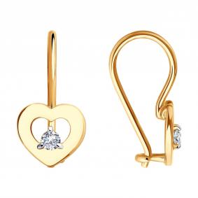 Золотые серьги Diamant 51-120-02252-1 с фианитом 51-120-02252-1 фото