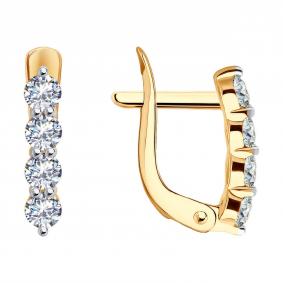 Золотые серьги Diamant 51-120-02284-1 с фианитом 51-120-02284-1 фото