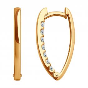 Золотые серьги-трансформеры Diamant с фианитом 51-120-02499-1 51-120-02499-1 фото
