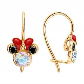 Золотые серьги Diamant 51-120-02700-1 с фианитом и эмалью 51-120-02700-1 фото