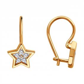 Золотые серьги Diamant 51-120-02764-1 с фианитом 51-120-02764-1 фото