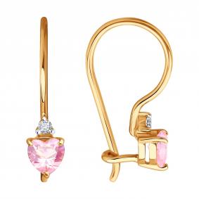 Золотые серьги Diamant 51-120-02845-1 с фианитом 51-120-02845-1 фото