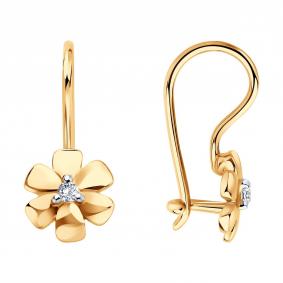 Золотые серьги Diamant 51-120-02863-1 с фианитом 51-120-02863-1 фото