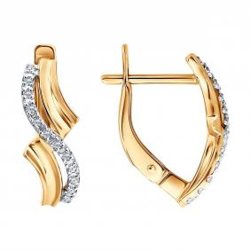 Золотые серьги Diamant 51-120-03007-1 с фианитом 51-120-03007-1 фото