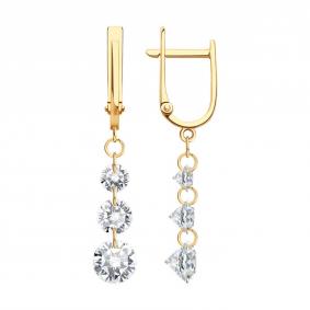 Золотые серьги Diamant 51-121-00480-1 с фианитом 51-121-00480-1 фото