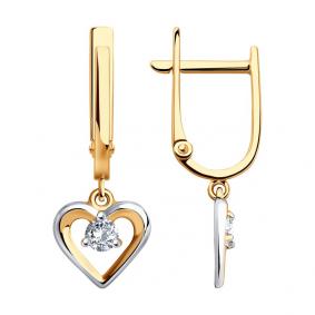 Золотые серьги Diamant 51-121-00754-1 с фианитом 51-121-00754-1 фото