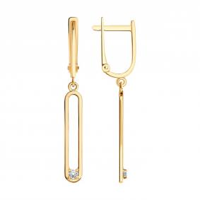 Золотые серьги Diamant 51-121-01051-1 с фианитом 51-121-01051-1 фото