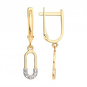 Золотые серьги Diamant 51-121-01212-1 с фианитом 51-121-01212-1 фото