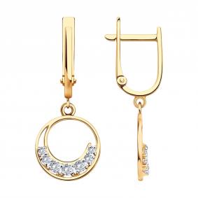 Золотые серьги Diamant 51-121-01381-1 с фианитом 51-121-01381-1 фото