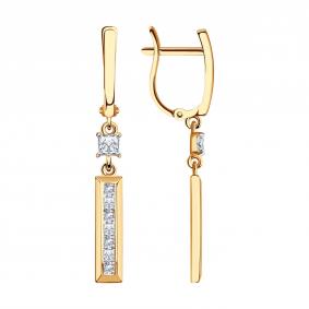 Золотые серьги Diamant 51-121-01568-1 с фианитом 51-121-01568-1 фото
