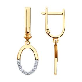 Золотые серьги Diamant 51-121-01953-1 с фианитом 51-121-01953-1 фото