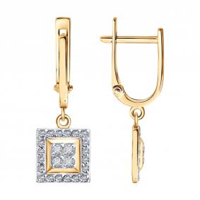 Золотые серьги Diamant 51-121-02427-1 с фианитом 51-121-02427-1 фото