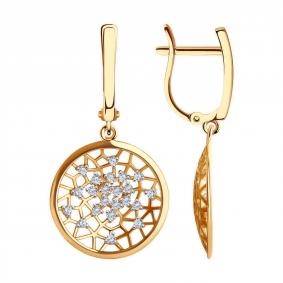 Золотые серьги Diamant 51-121-02538-1 с фианитом 51-121-02538-1 фото