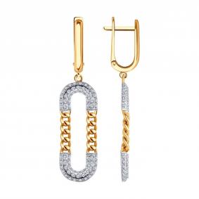 Золотые серьги Diamant 51-121-02723-1 с фианитом 51-121-02723-1 фото