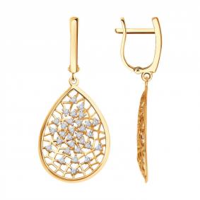 Золотые серьги Diamant 51-121-02758-1 с фианитом 51-121-02758-1 фото