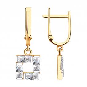 Золотые серьги Diamant 51-121-02921-1 с фианитом 51-121-02921-1 фото