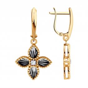 Золотые серьги SOKOLOV 51-121-02984-1 с фианитом 51-121-02984-1 фото