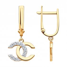 Золотые серьги Diamant 51-121-02988-1 с фианитом 51-121-02988-1 фото