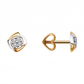 Золотые серьги Diamant 51-122-00398-2 с фианитом 51-122-00398-2 фото
