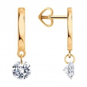 Золотые серьги Diamant 51-122-00487-1 с фианитом 51-122-00487-1 фото