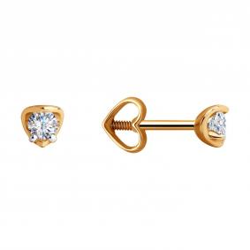 Золотые серьги Diamant 51-122-00743-2 с фианитом 51-122-00743-2 фото