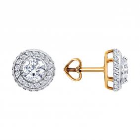 Золотые серьги Diamant 51-122-01211-1 с фианитом 51-122-01211-1 фото