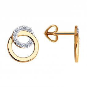 Золотые серьги Diamant 51-122-01473-2 с фианитом 51-122-01473-2 фото