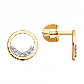 Золотые серьги Diamant 51-122-01605-1 с фианитом 51-122-01605-1 фото